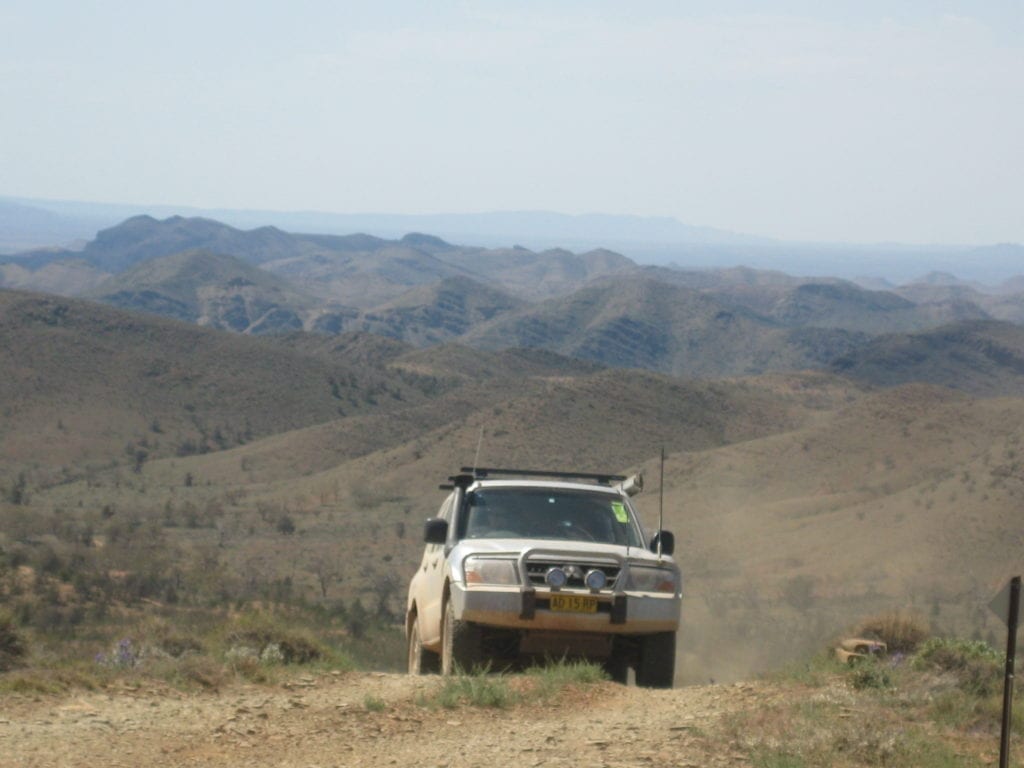 Off-Road Race Vehicle. Climbing on Skytrek trail, Flinders Ranges South Australia