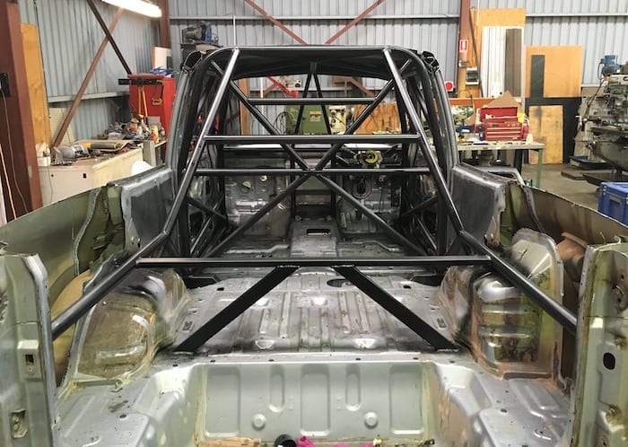 Rear view of the roll cage.