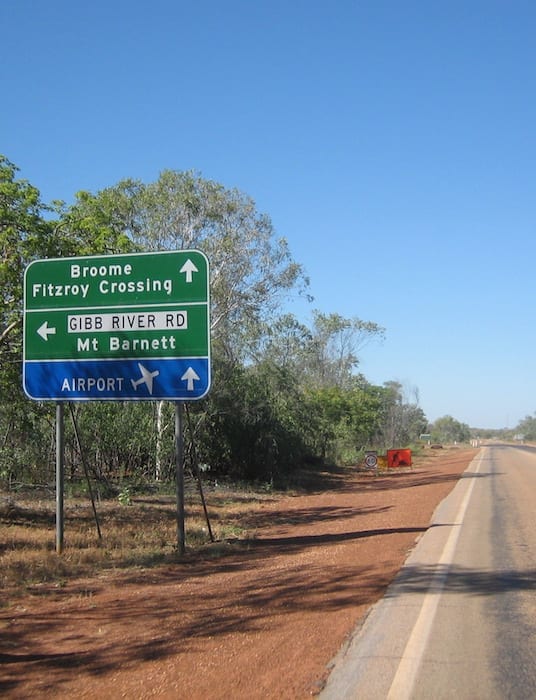 The turnoff to the Gibb River Road near Derby WA