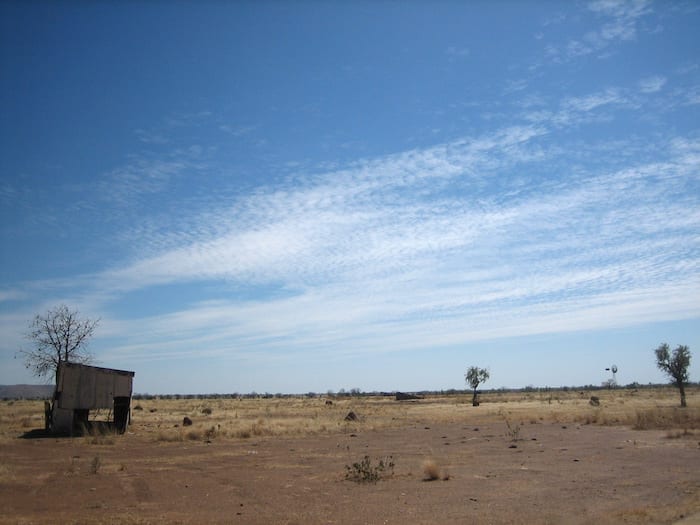 Abandoned meat works, on the road to Mornington Wilderness Camp.