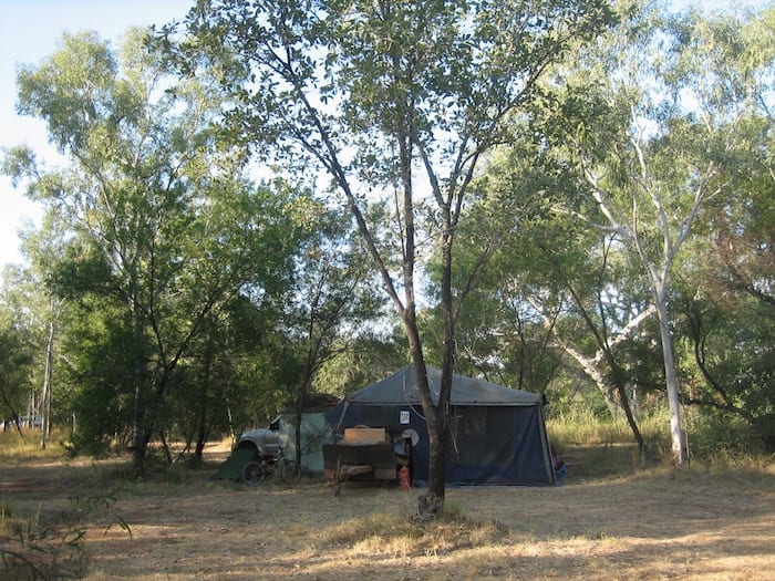 Cool and shady campsite at Mornington Wilderness Camp.