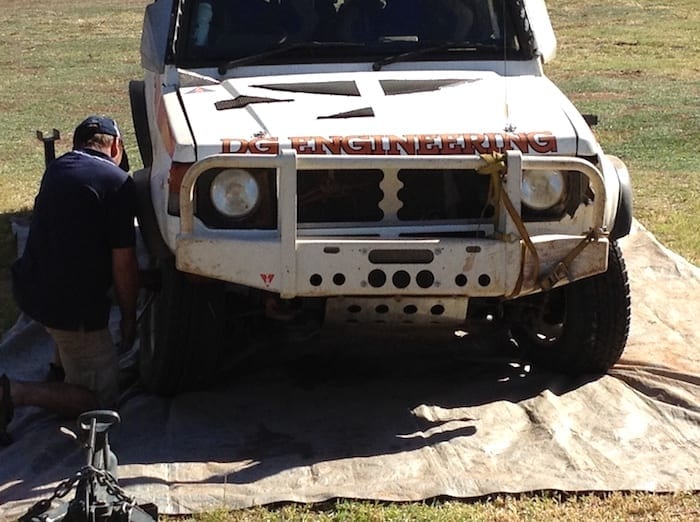 Bent front suspension after a rollover at 2012 Condo 750.