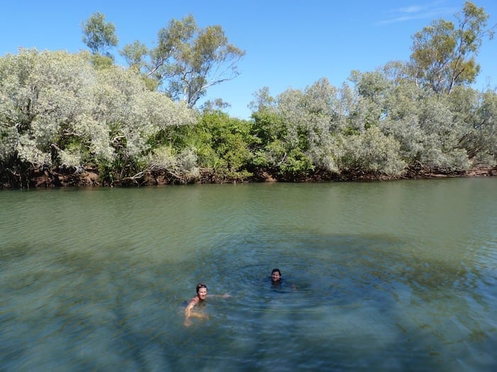 Swimming in the Fitzroy River, Mornington Wildlife Sanctuary.