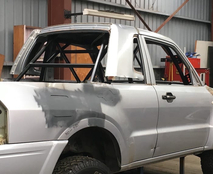 Pajero Ute Conversion. Rear door-surround finishes off the back of the cab nicely.