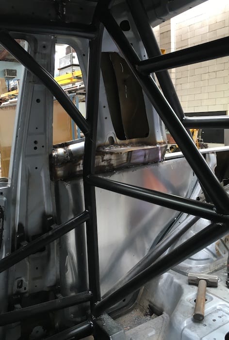 Pajero Ute Conversion. Inside the cab - aluminium sheets used to cover the gaps.