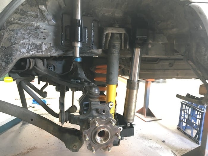 Left rear suspension is almost complete. Off Road Suspension.