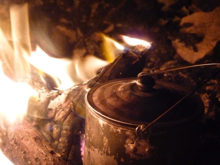 Boiling the billy at King Edward River Campground.