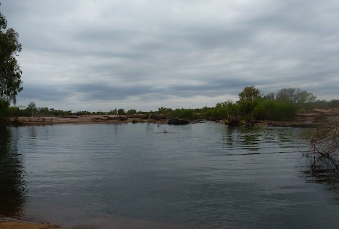 The kids found a perfect swimming hole in King Edward River.