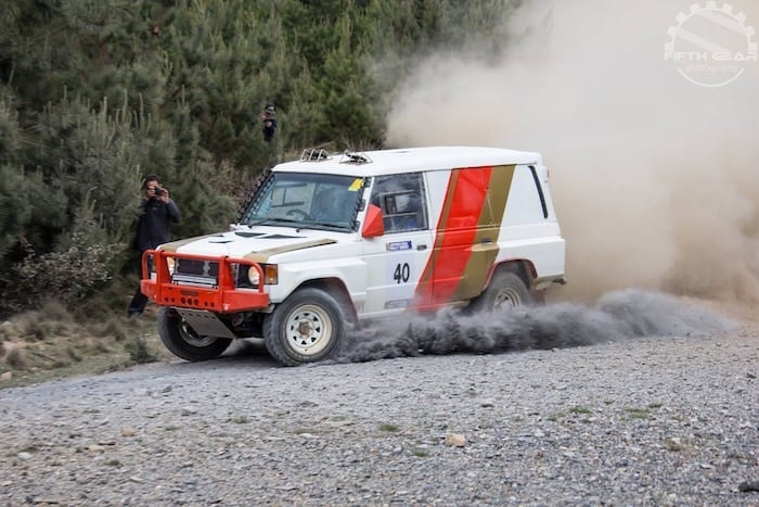 Turning in hard. 80s Paint Job Retro Pajero.