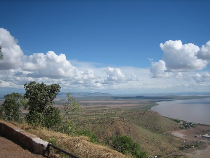 Panoramic views from Five Rivers Lookout. Looking SW. Wyndham Western Australia.