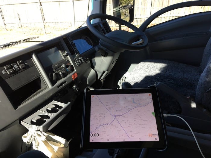 Hema Maps on our iPad, mounted with a RAM mount. Off Road Truck.