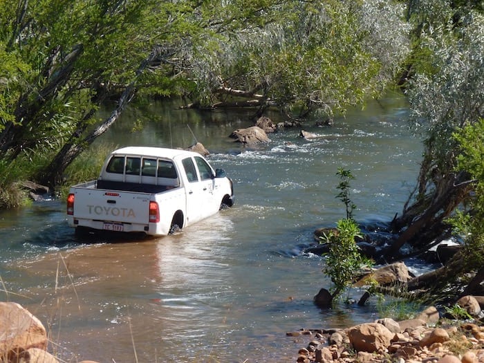 Ute on Branco Crossing, El Questro Station Kimberleys.