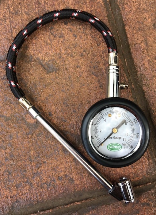 A quality tyre pressure gauge is essential. Review: ARB Compressor.