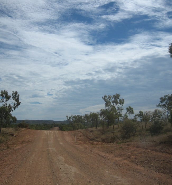 Road heading north to Lawn Hill. Adels Grove.