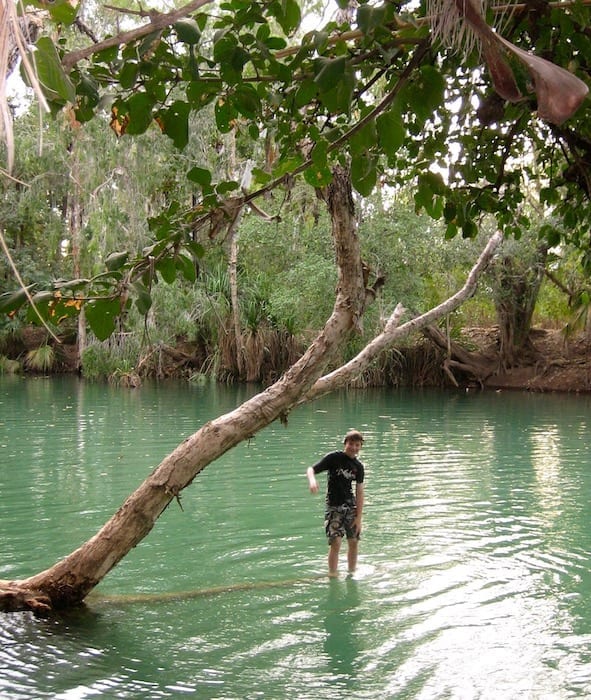 Ben walks on water. Adels Grove.