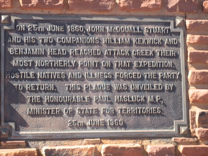 Monument to Stuart at Attack Cree, Northern Territory. Mataranka To Tennant Creek.