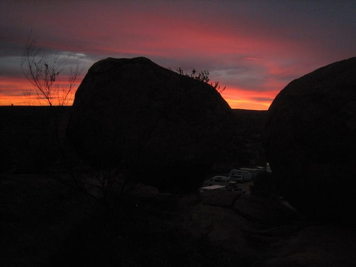 Sunrise at the Devils Marbles.