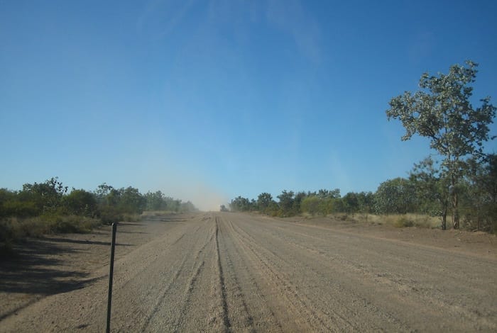 Triple road train on the way to Normanton