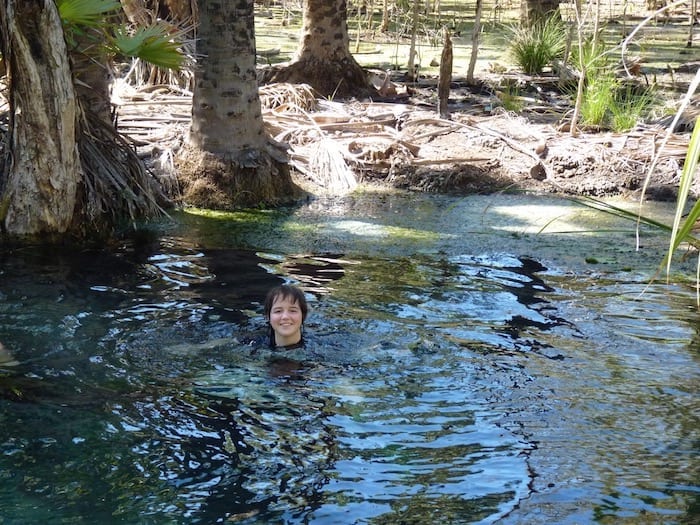 Swimming at Bitter Springs, near Mataranka.