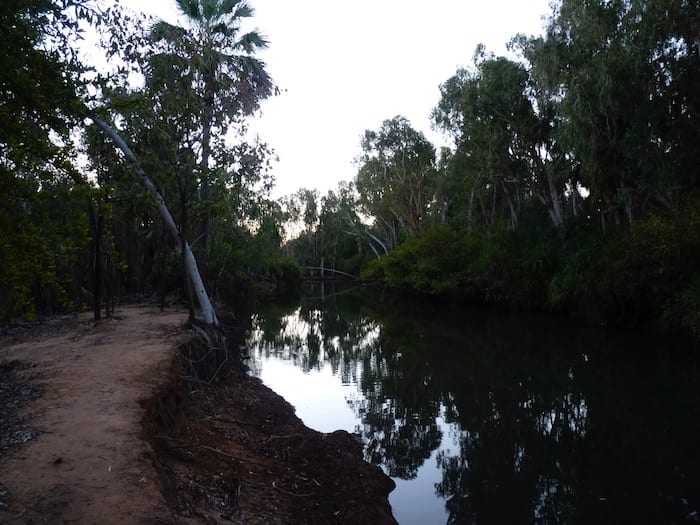 Sunset on Mataranka Thermal Pools.