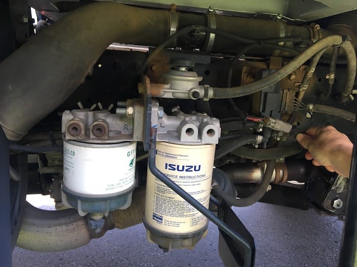 The existing pre-filters on our Isuzu NPS. Donaldson Filters.