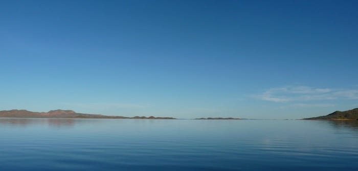 The Carr Boyd Ranges in the distance, Lake Argyle Cruises.