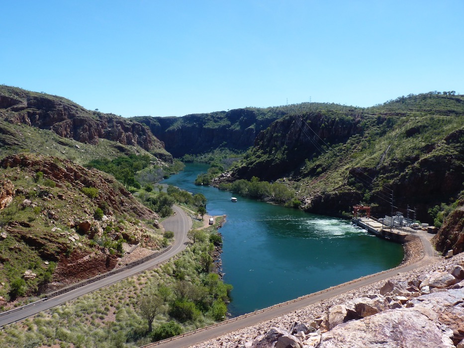 Hydro power station & Ord River, Lake Argyle.