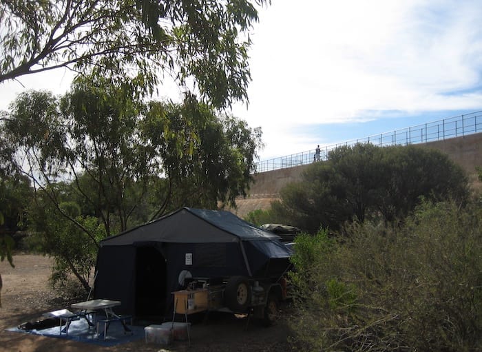 Our shady campsite at Niagara Dam. Golden Quest Discovery Trail.