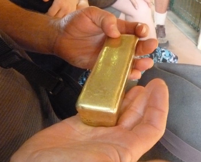 Gold ingot at Hannans North Tourism Mine, Kalgoorlie.