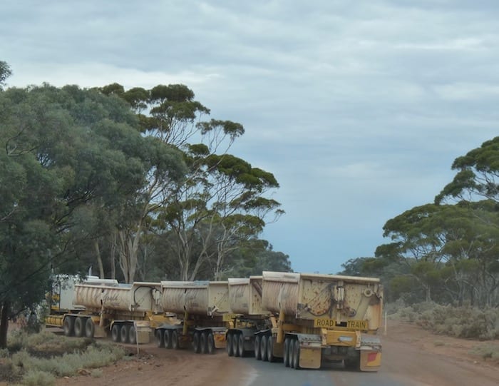 A road train near Coolgardie, Golden Quest Discovery Trail