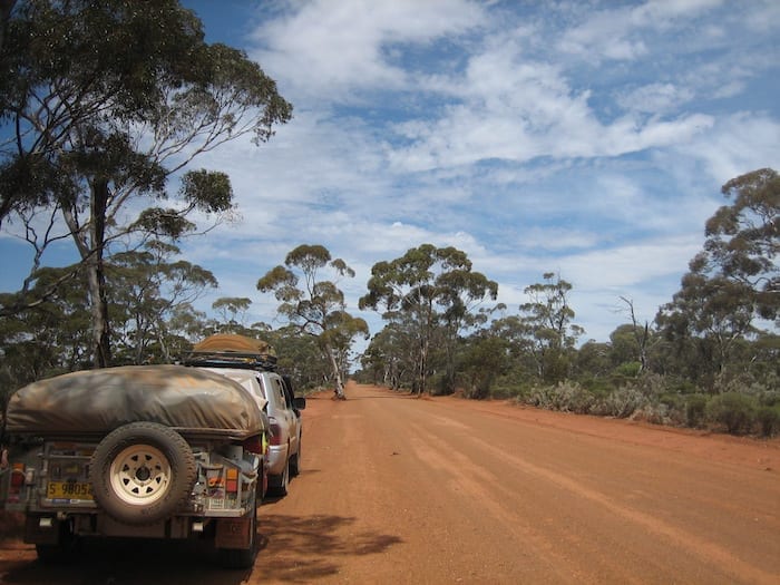 On the road between Rowles Lagoon and Coolgardie. Golden Quest Discovery Trail.