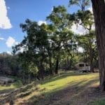 Our shady campsite, Goulburn River National Park.