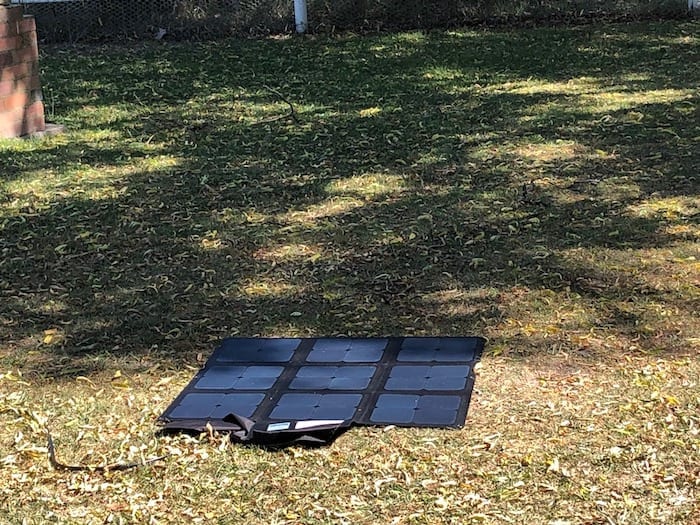 REDARC 115W SunPower Cell solar blanket in partial shade.