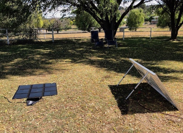 REDARC 115W SunPower Cell solar blanket, showing angle of sun.