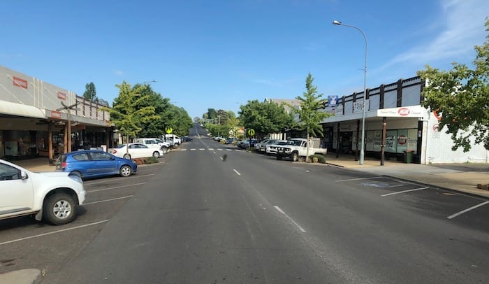 Main street, Walcha. Note sculptures.