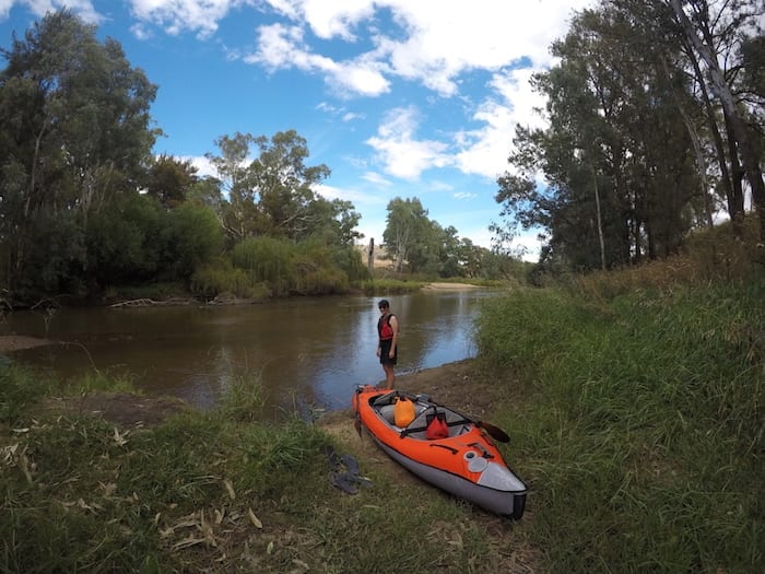 Advanced Elements Inflatable Kayak on the Lachlan River.