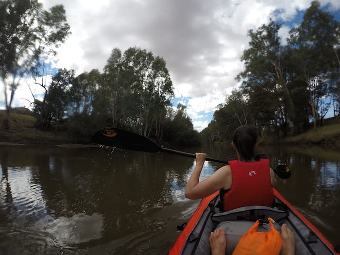 Advanced Elements Inflatable Kayak on the Lachlan River.