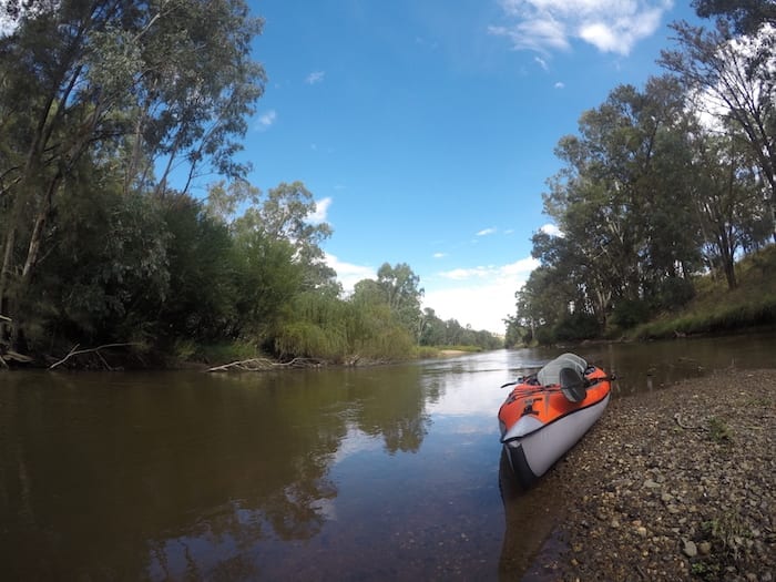 Advanced Elements Inflatable Kayak on the Lachlan River.