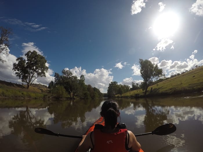 Advanced Elements Inflatable Kayak on the Lachlan River.