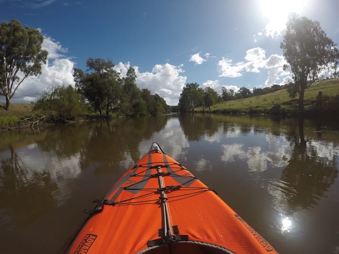 Advanced Elements Inflatable Kayak on the Lachlan River.