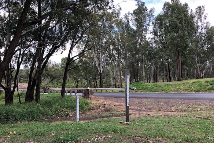 Flood level indicators, Condamine River.