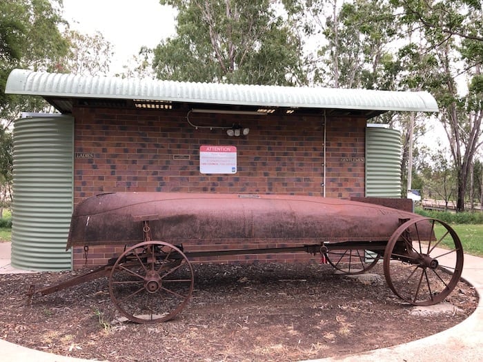 Old steel boat for floods, Condamine.