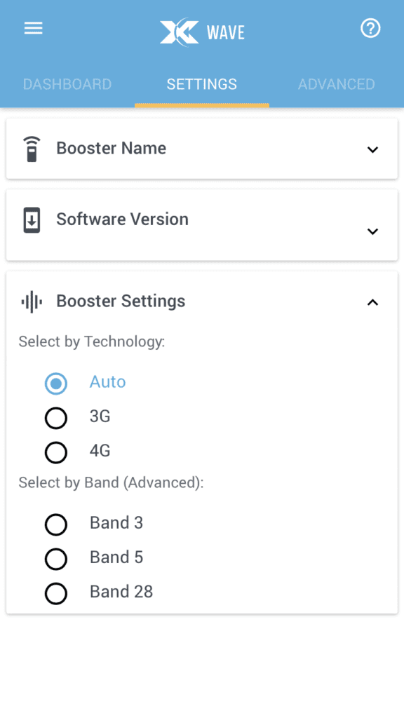Cel-Fi GO Wave app, Auto mode. Signal booster.