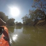 Early morning sun on the Darling River. Inflatable Kayaks.