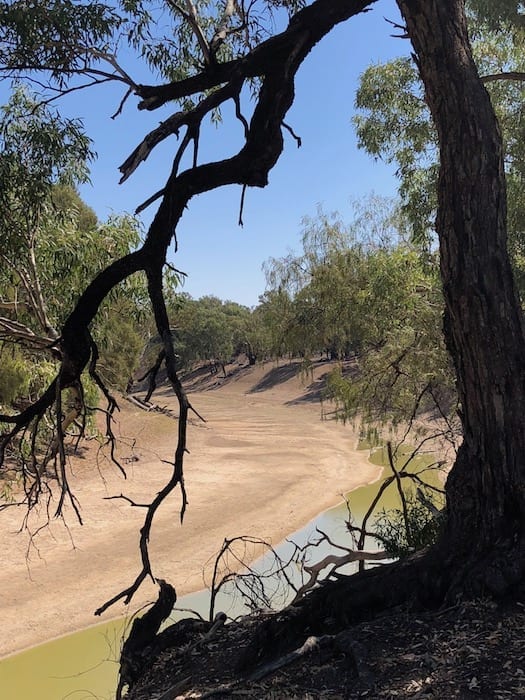 Dry riverbed on the Darling River.