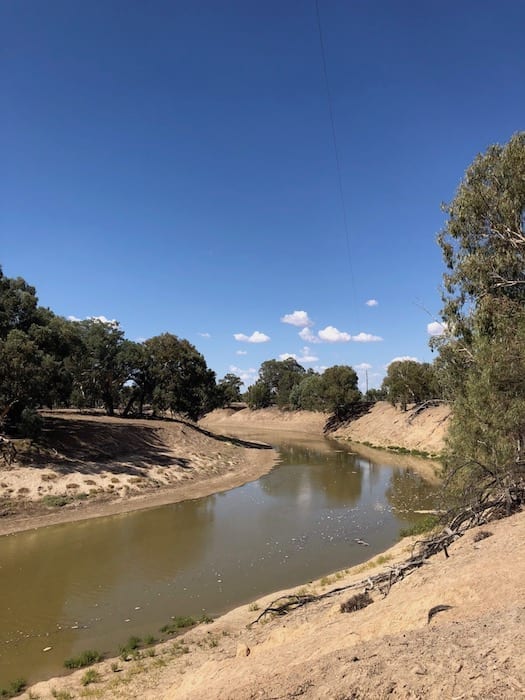 Flood waters flushing the Darling River.