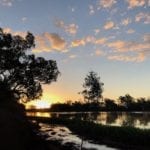 Sunset over Cooper Creek at Cullyamurra Waterhole.