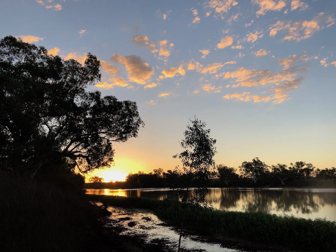 Sunset over Cooper Creek at Cullyamurra Waterhole.