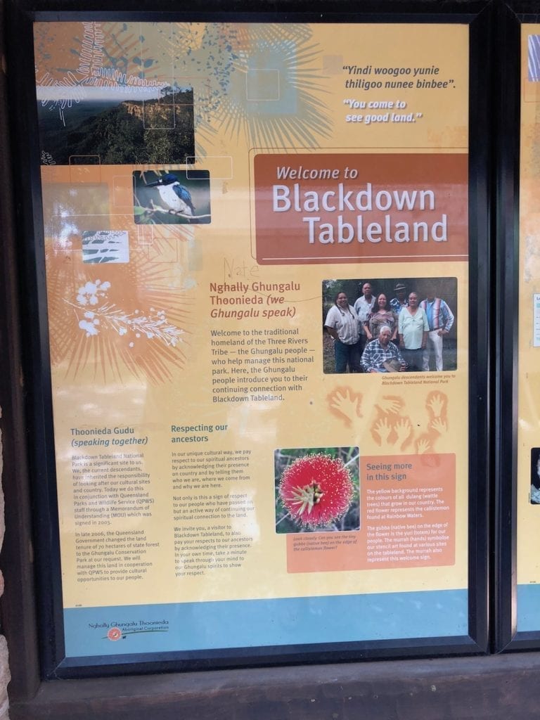 Interpretive signage at Blackdown Tableland National Park.