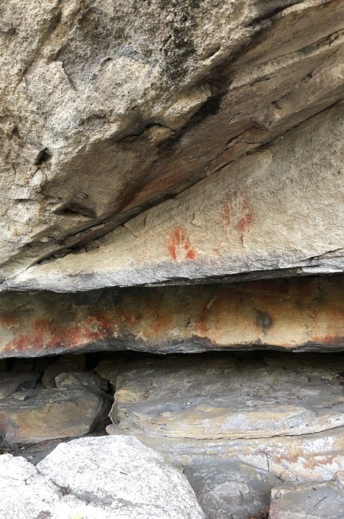 Aboriginal hand stencils. Walks In Blackdown Tableland NP.